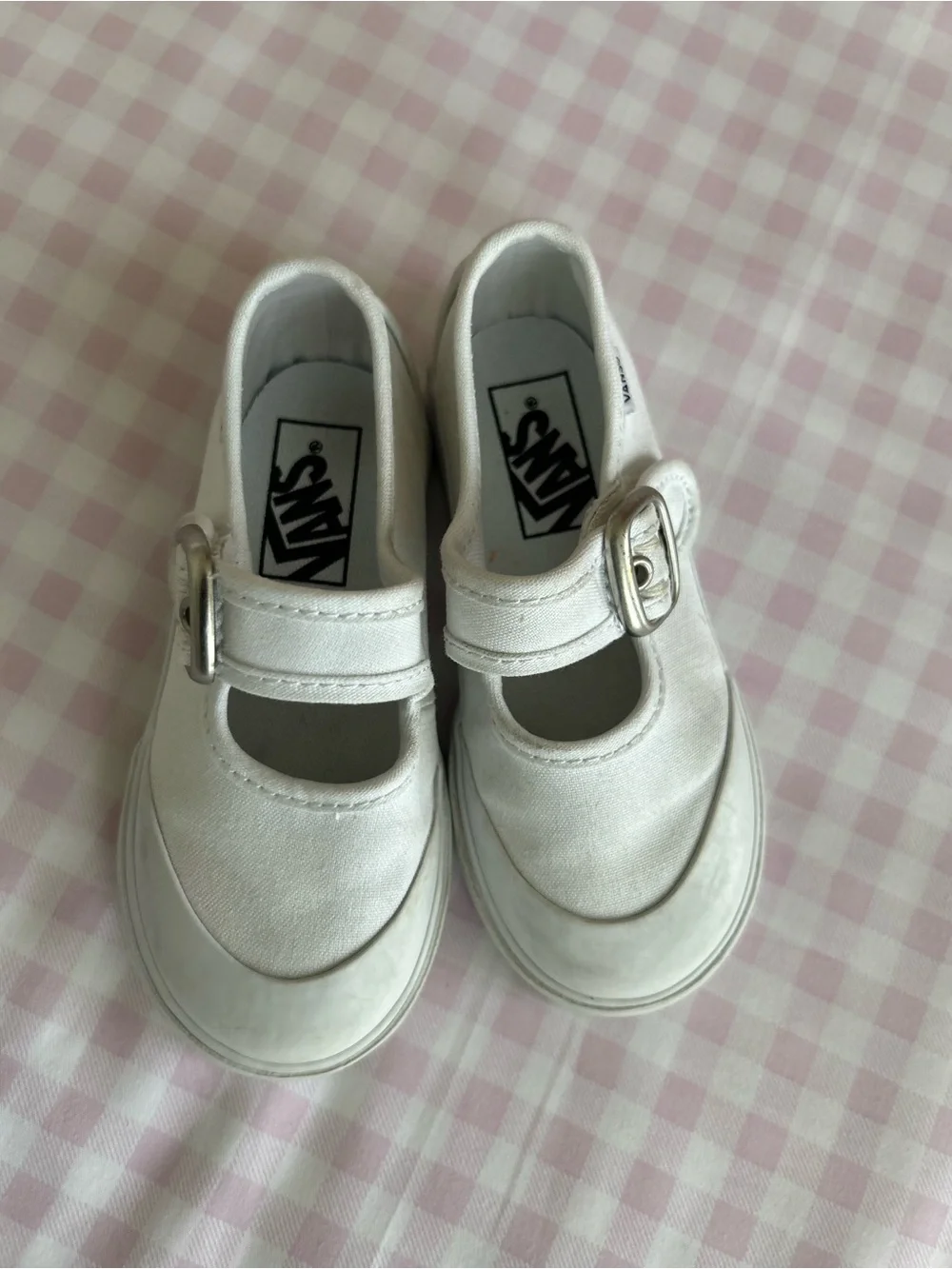 Vans Girls' White Mary Jane Canvas Strap Shoes